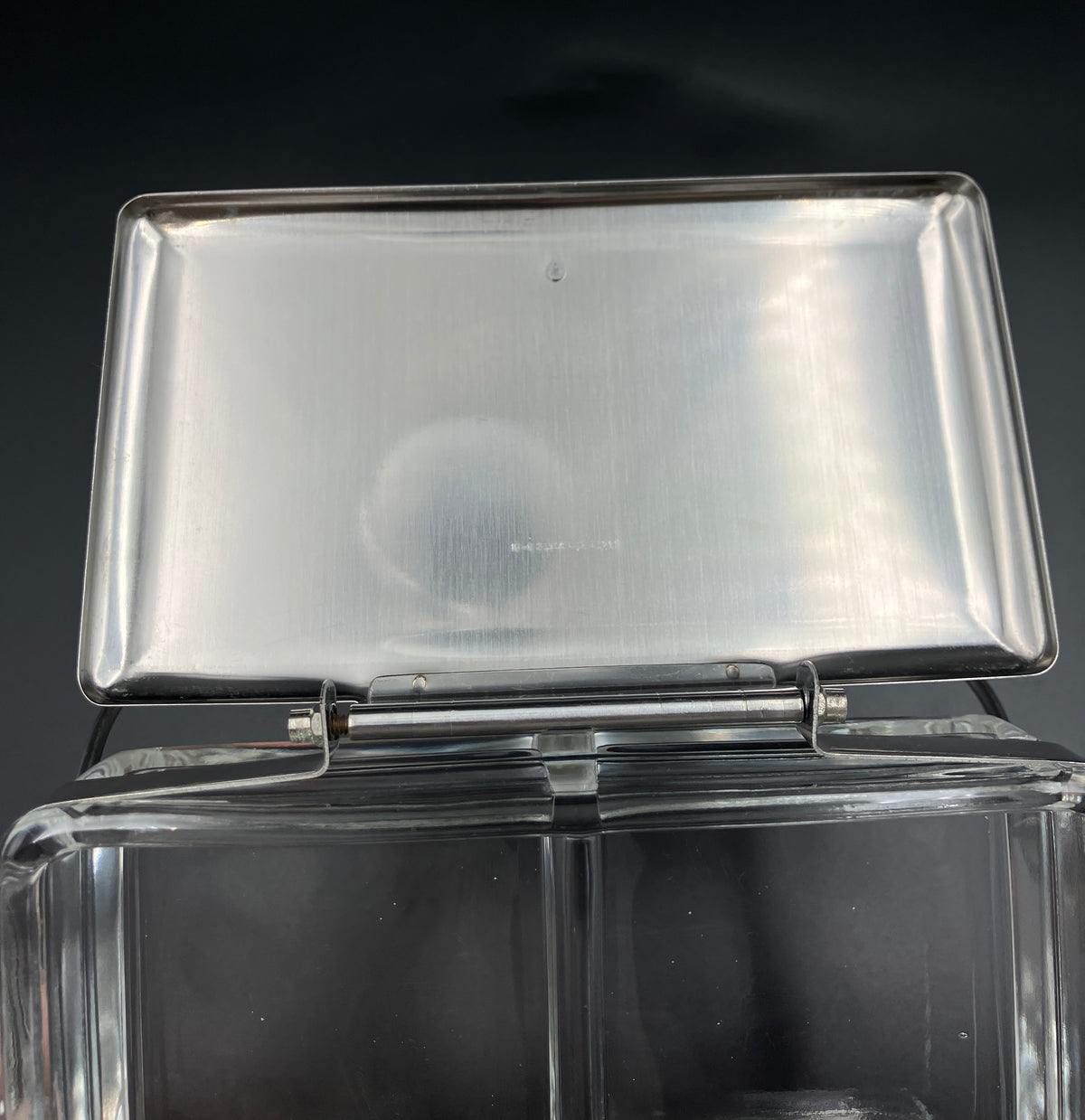 Vintage Condiment Bar Caddy – Hinged Lid Glass & Stainless Steel