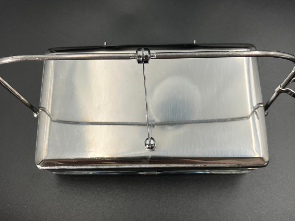 Vintage Condiment Bar Caddy – Hinged Lid Glass & Stainless Steel