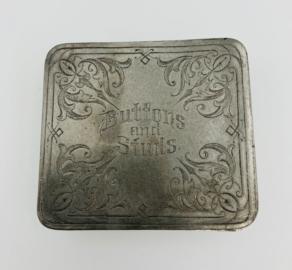 Antique Silver Plated Box Buttons & Studs Repousse The Middle Town Plate Co USA