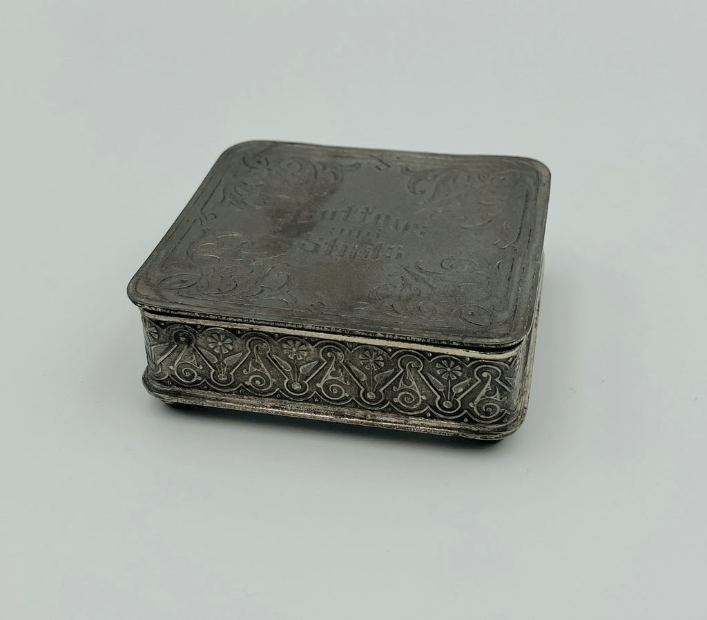 Antique Silver Plated Box Buttons & Studs Repousse The Middle Town Plate Co USA