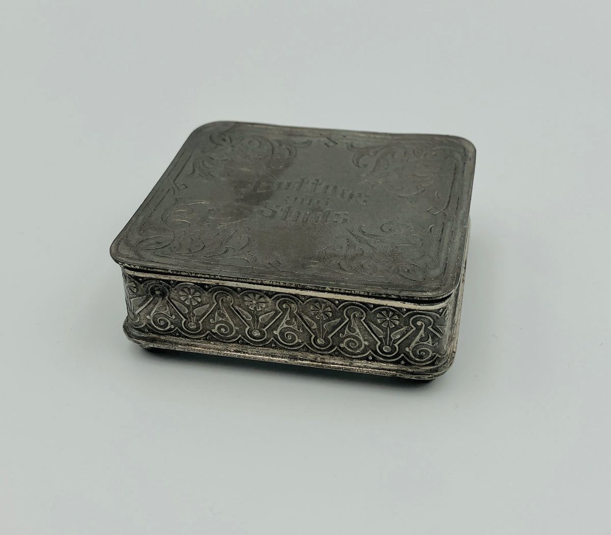 Antique Silver Plated Box Buttons & Studs Repousse The Middle Town Plate Co USA