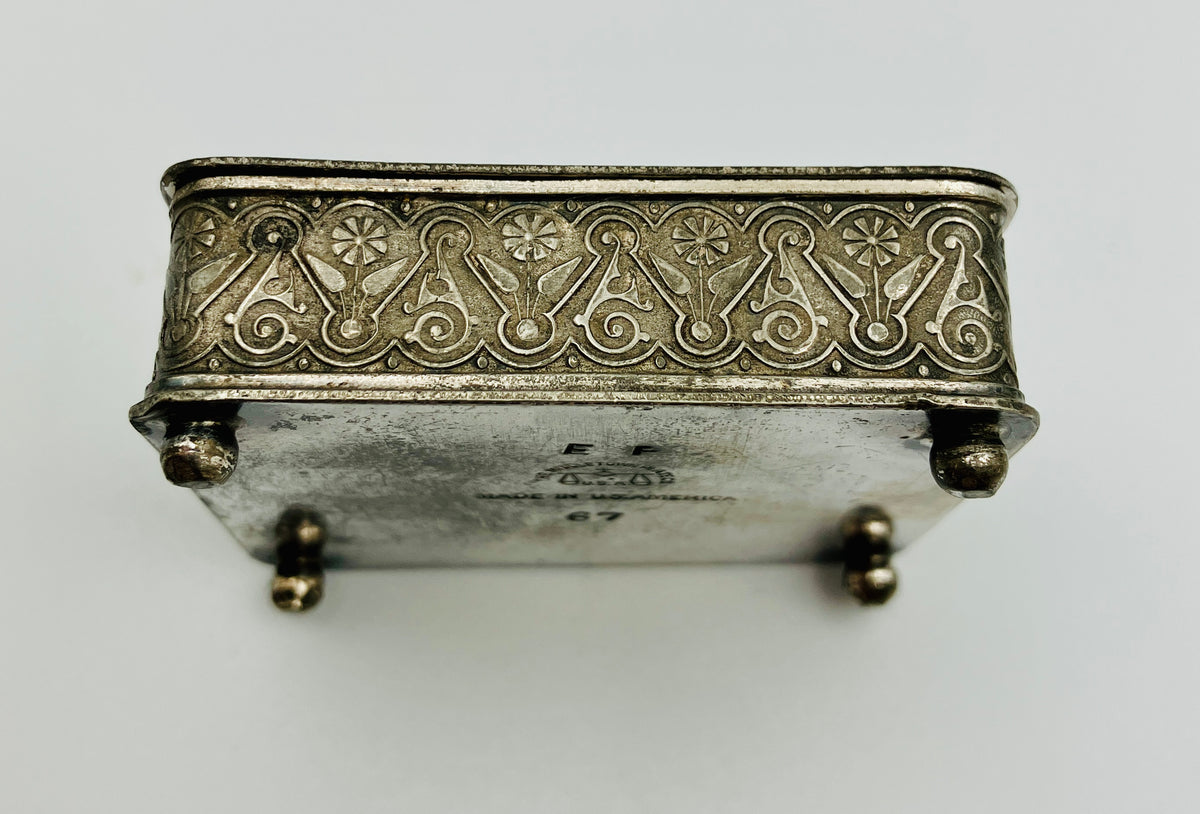 Antique Silver Plated Box Buttons & Studs Repousse The Middle Town Plate Co USA