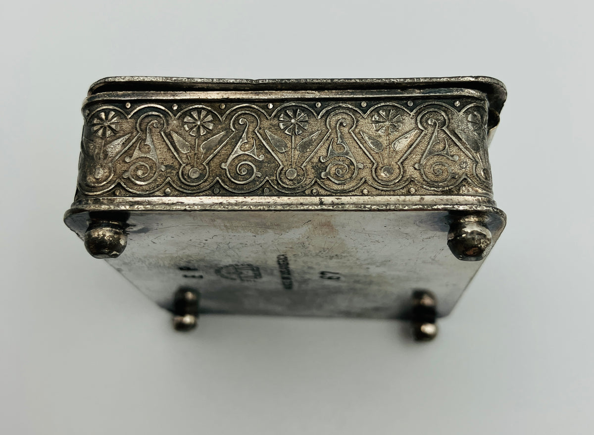 Antique Silver Plated Box Buttons & Studs Repousse The Middle Town Plate Co USA