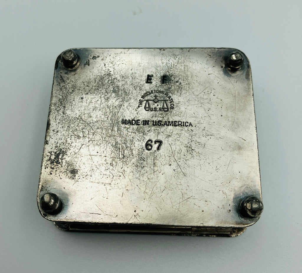 Antique Silver Plated Box Buttons & Studs Repousse The Middle Town Plate Co USA