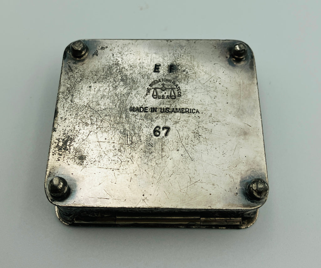 Antique Silver Plated Box Buttons & Studs Repousse The Middle Town Plate Co USA