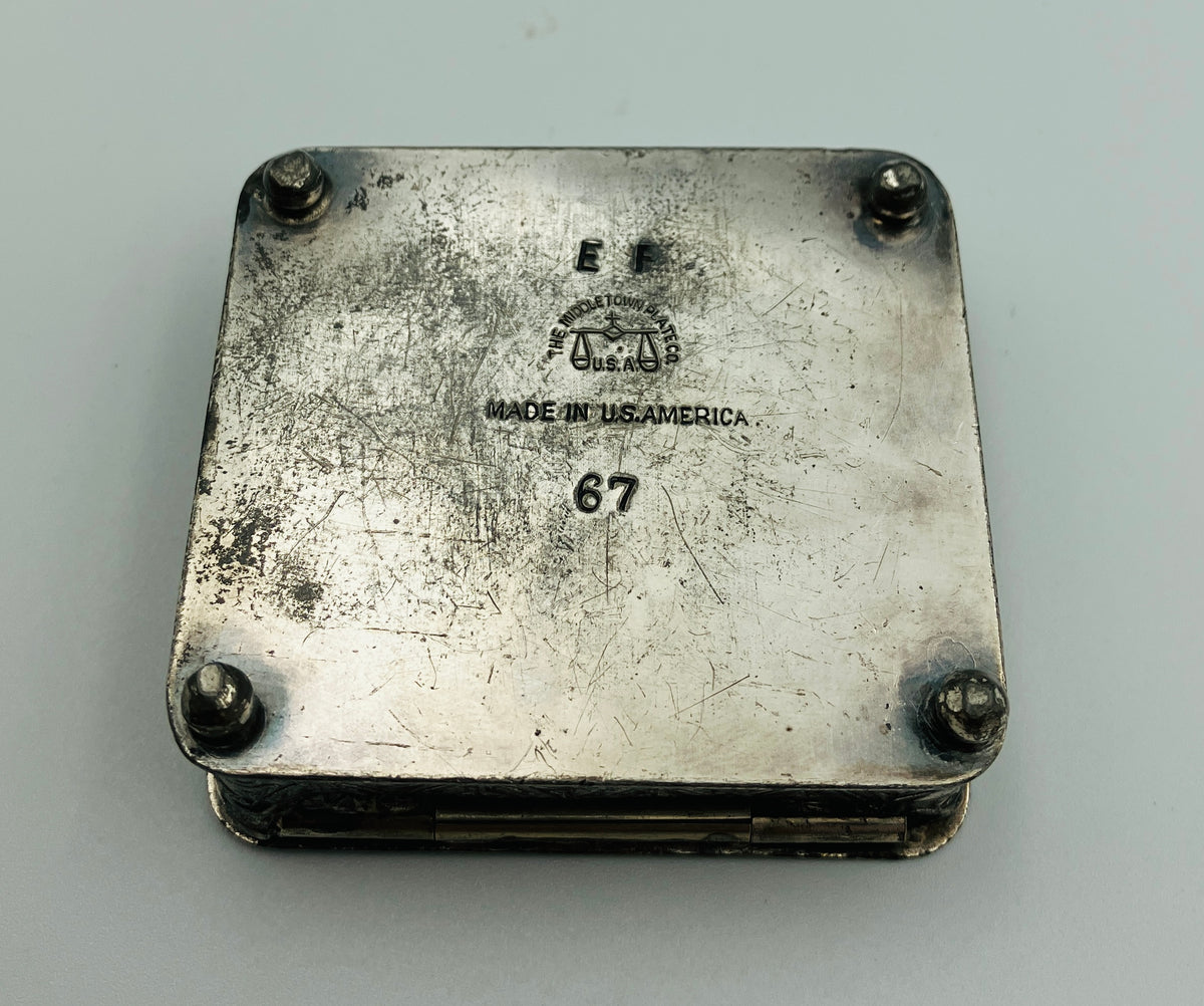 Antique Silver Plated Box Buttons & Studs Repousse The Middle Town Plate Co USA