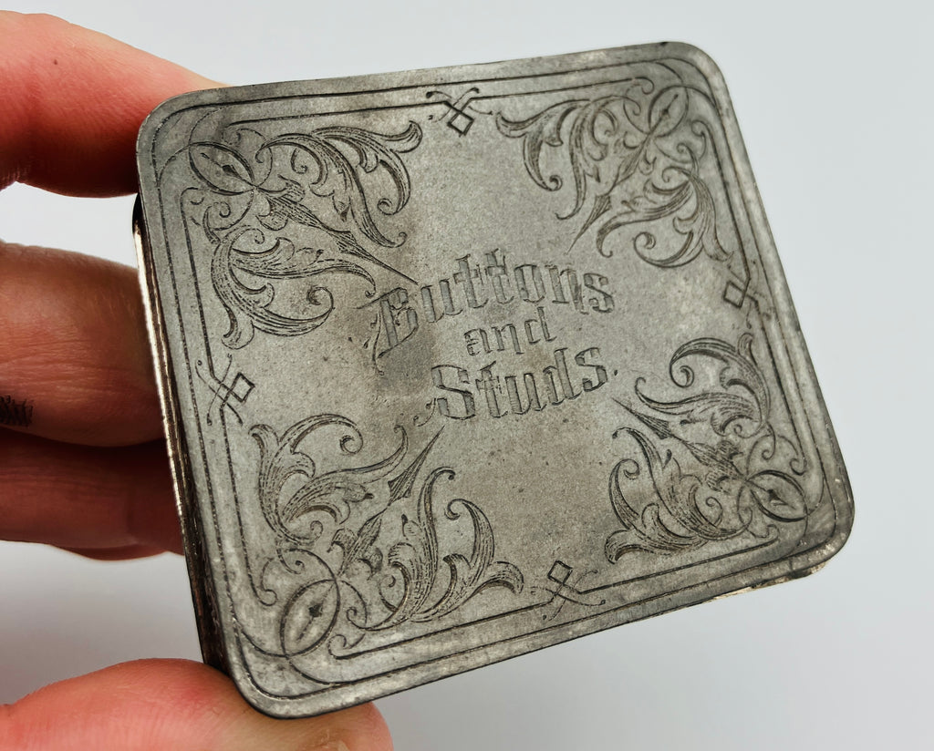 Antique Silver Plated Box Buttons & Studs Repousse The Middle Town Plate Co USA