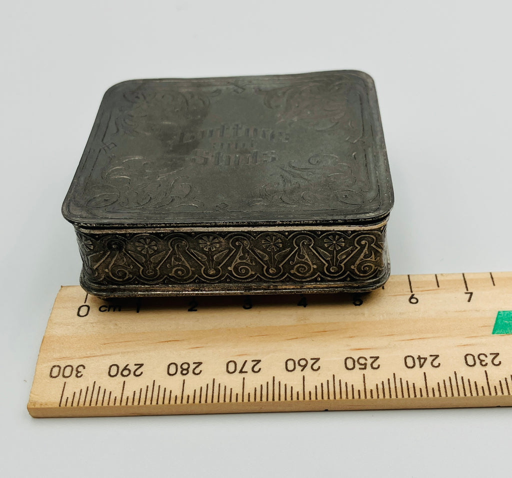 Antique Silver Plated Box Buttons & Studs Repousse The Middle Town Plate Co USA