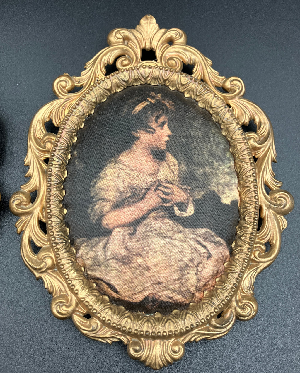 Vintage Frames Ornate With Silk Pictures Frames X2 Gold Plastic Hong Kong