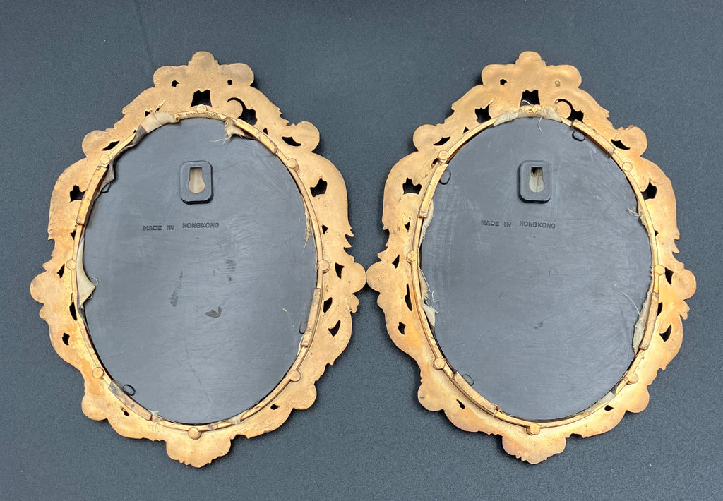 Vintage Frames Ornate With Silk Pictures Frames X2 Gold Plastic Hong Kong