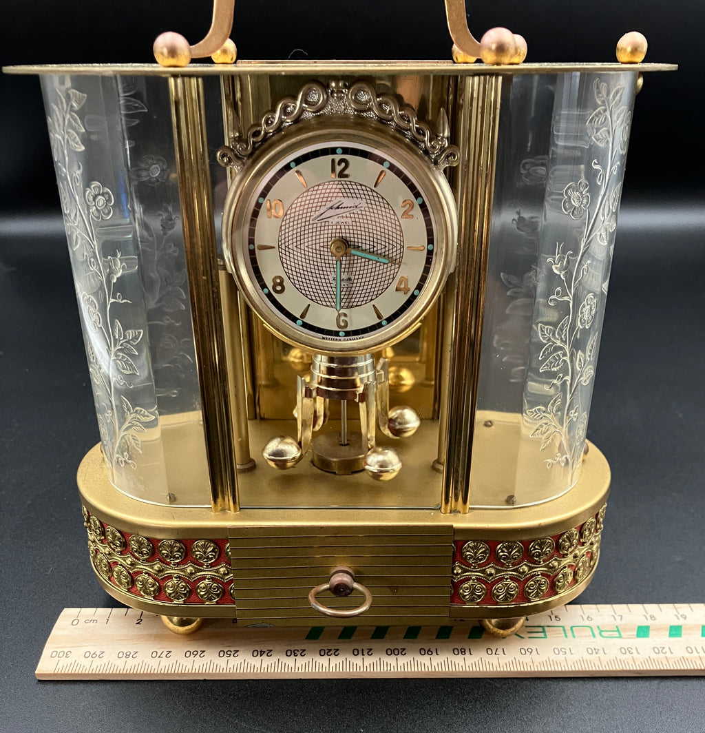 Vintage Anniversary Clock SCHMID 8 Day Clock 4 Jewel Pendulum West Germany