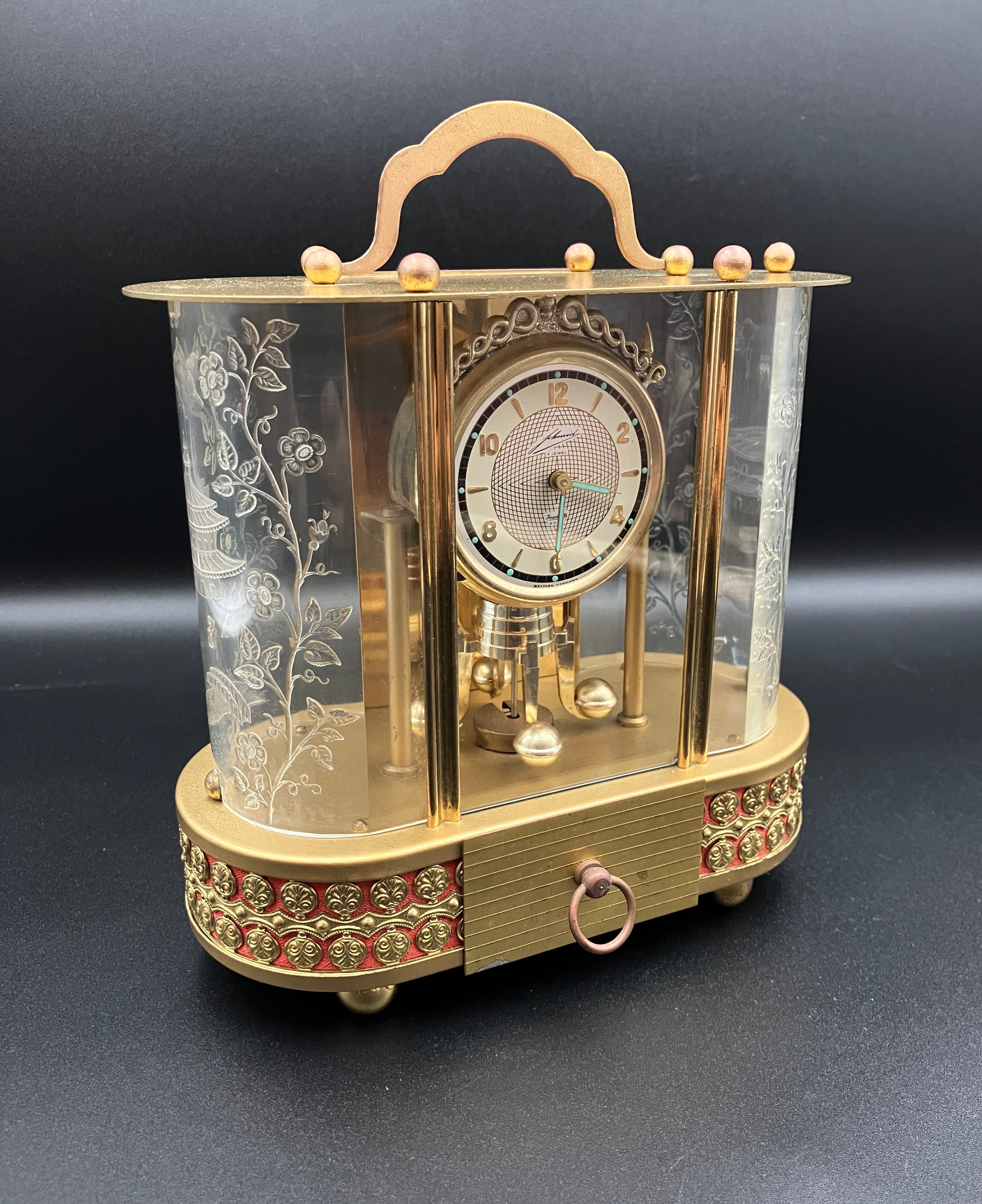 Vintage Anniversary Clock SCHMID 8 Day Clock 4 Jewel Pendulum West Germany