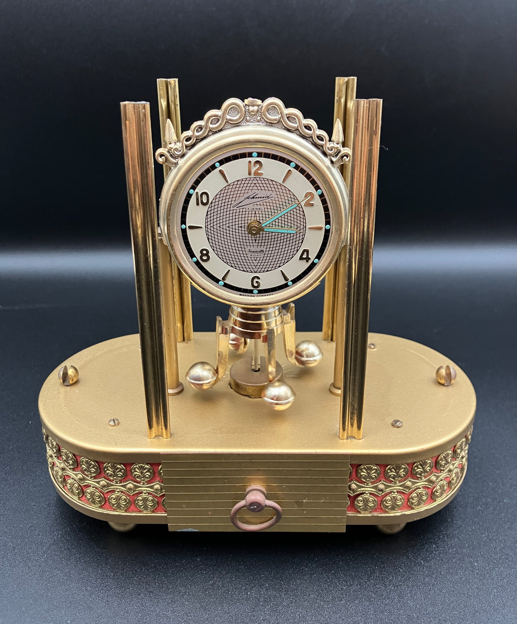 Vintage Anniversary Clock SCHMID 8 Day Clock 4 Jewel Pendulum West Germany