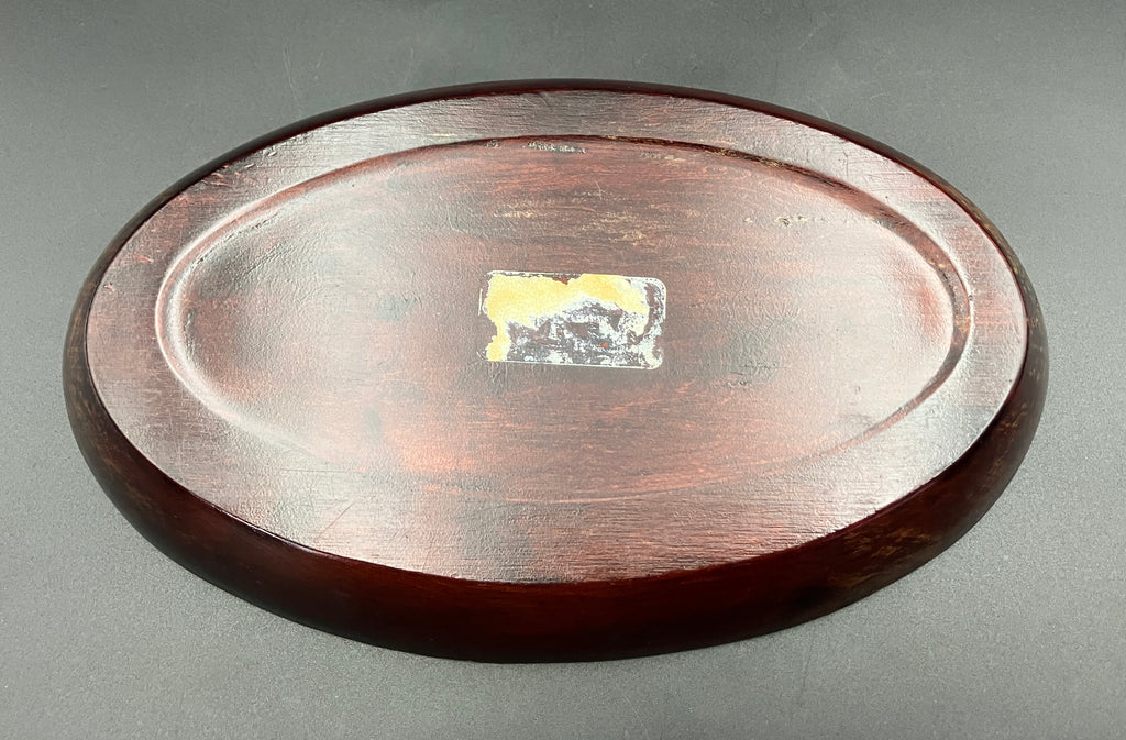 Vintage Māori Wooden Dish Carved Tiki & Paua Shell New Zealand