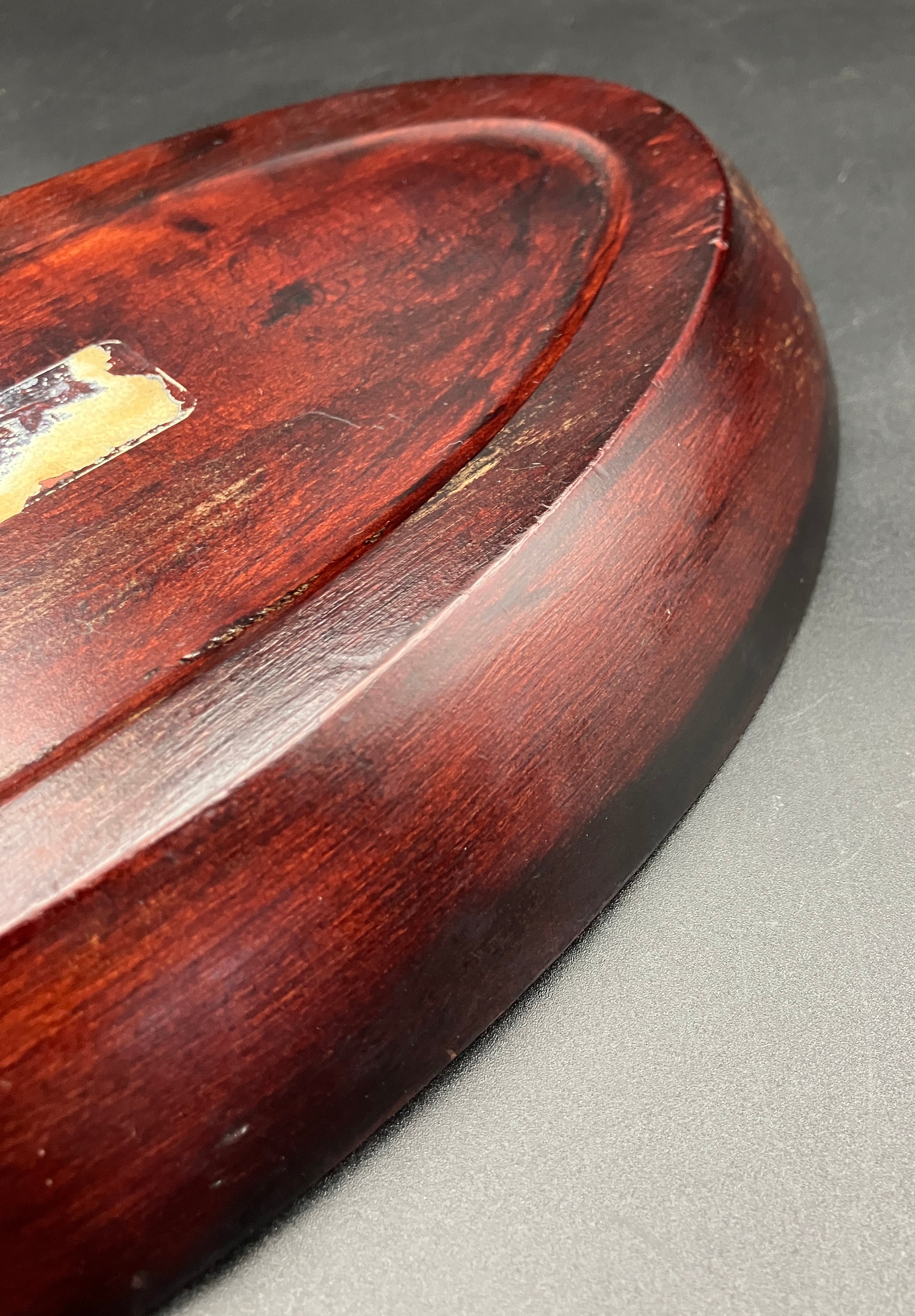 Vintage Māori Wooden Dish Carved Tiki & Paua Shell New Zealand