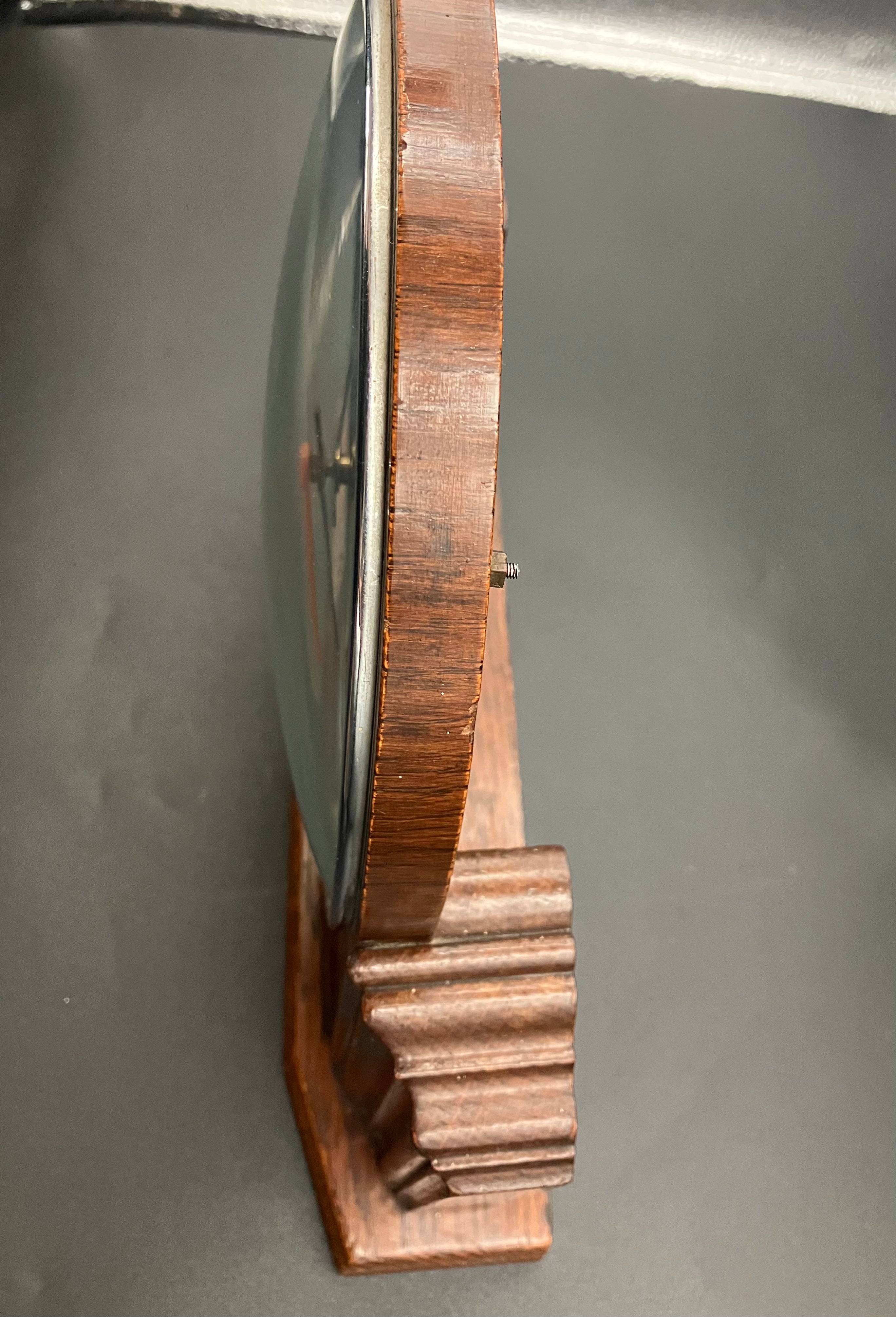 Vintage Metamec Mantel Clock Convex Glass Wooden Desk Mantle 29cm Refurbished