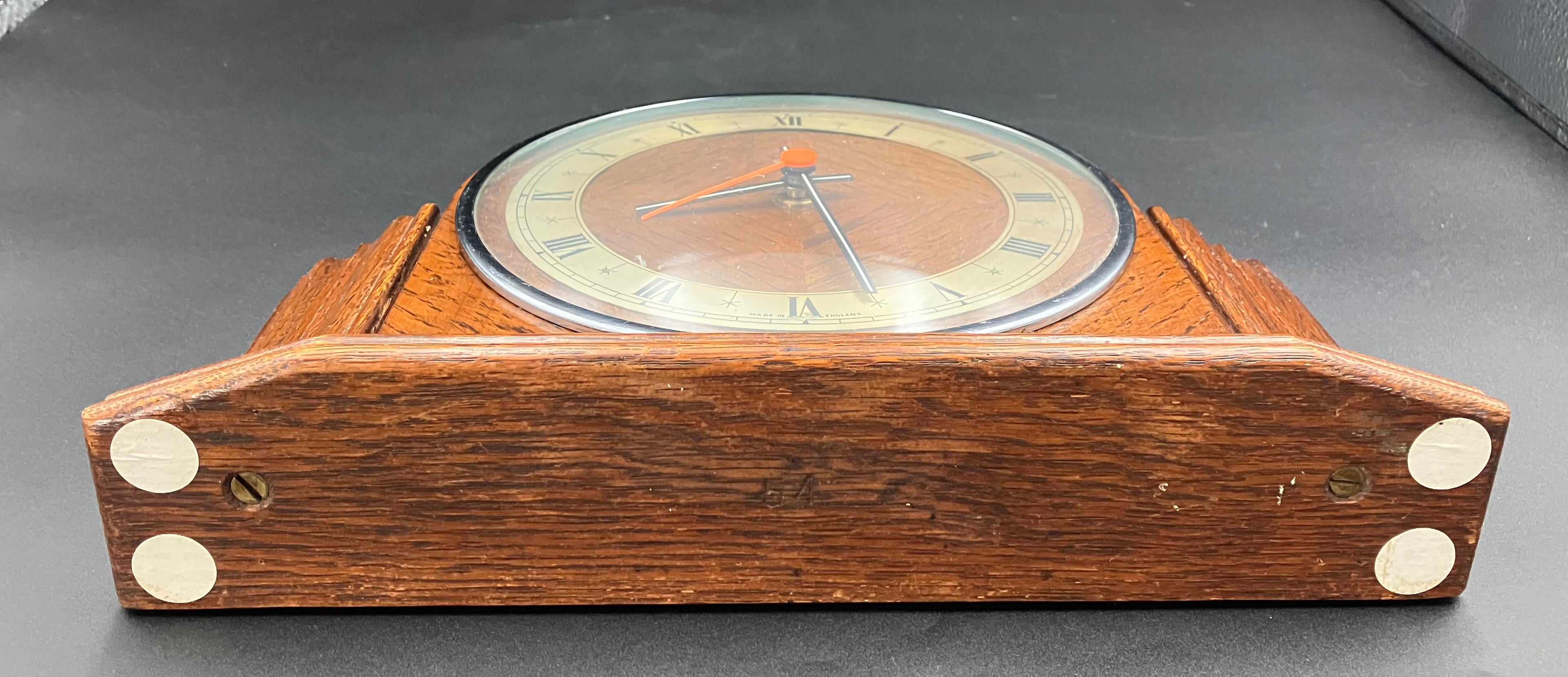Vintage Metamec Mantel Clock Convex Glass Wooden Desk Mantle 29cm Refurbished