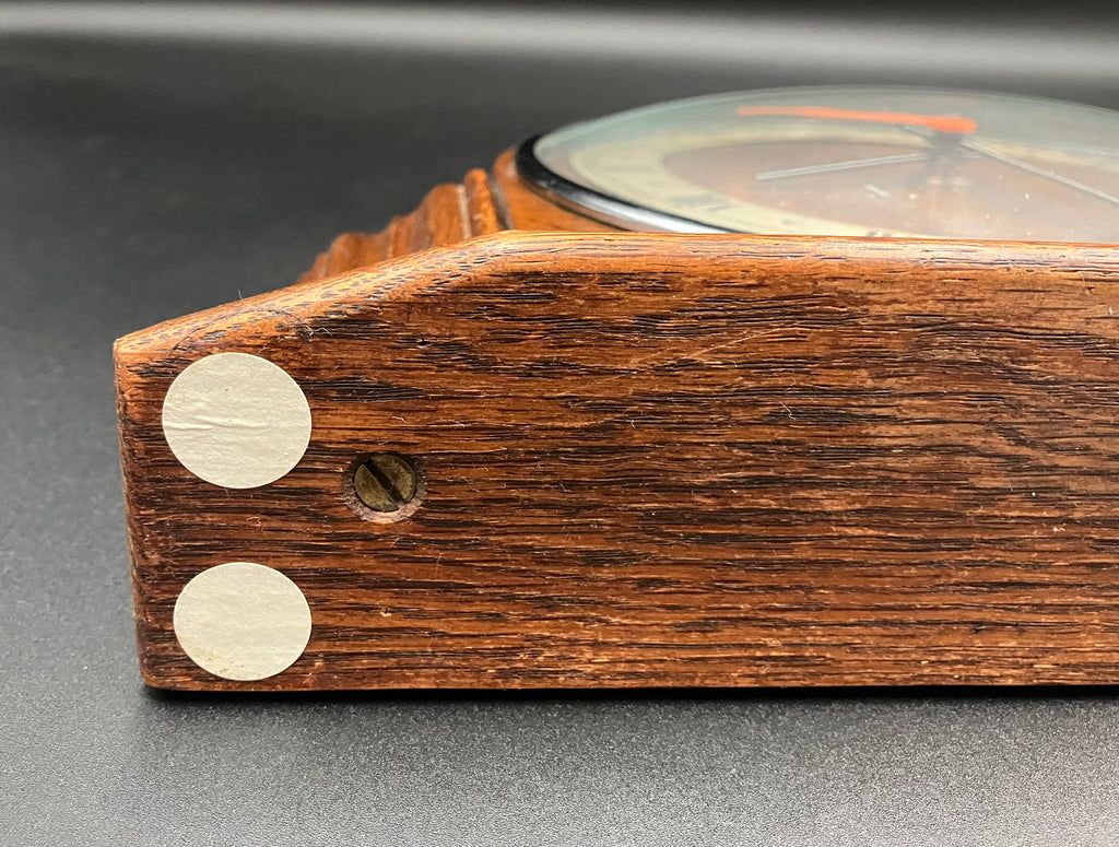 Vintage Metamec Mantel Clock Convex Glass Wooden Desk Mantle 29cm Refurbished