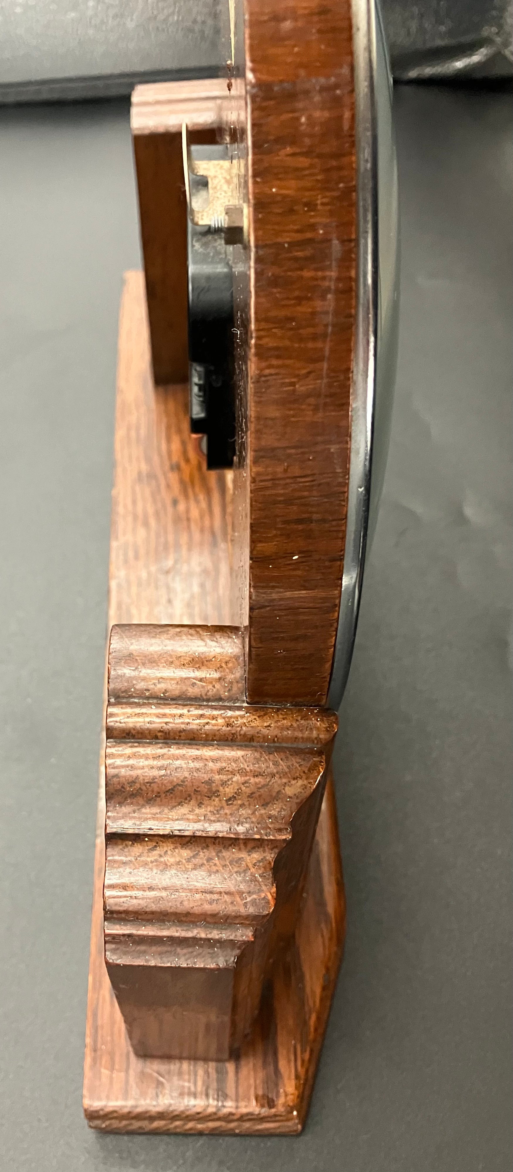 Vintage Metamec Mantel Clock Convex Glass Wooden Desk Mantle 29cm Refurbished