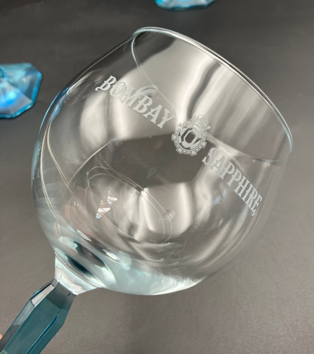 Bombay Gin Sapphire Glasses Balloon Blue stem & base Set Of 4