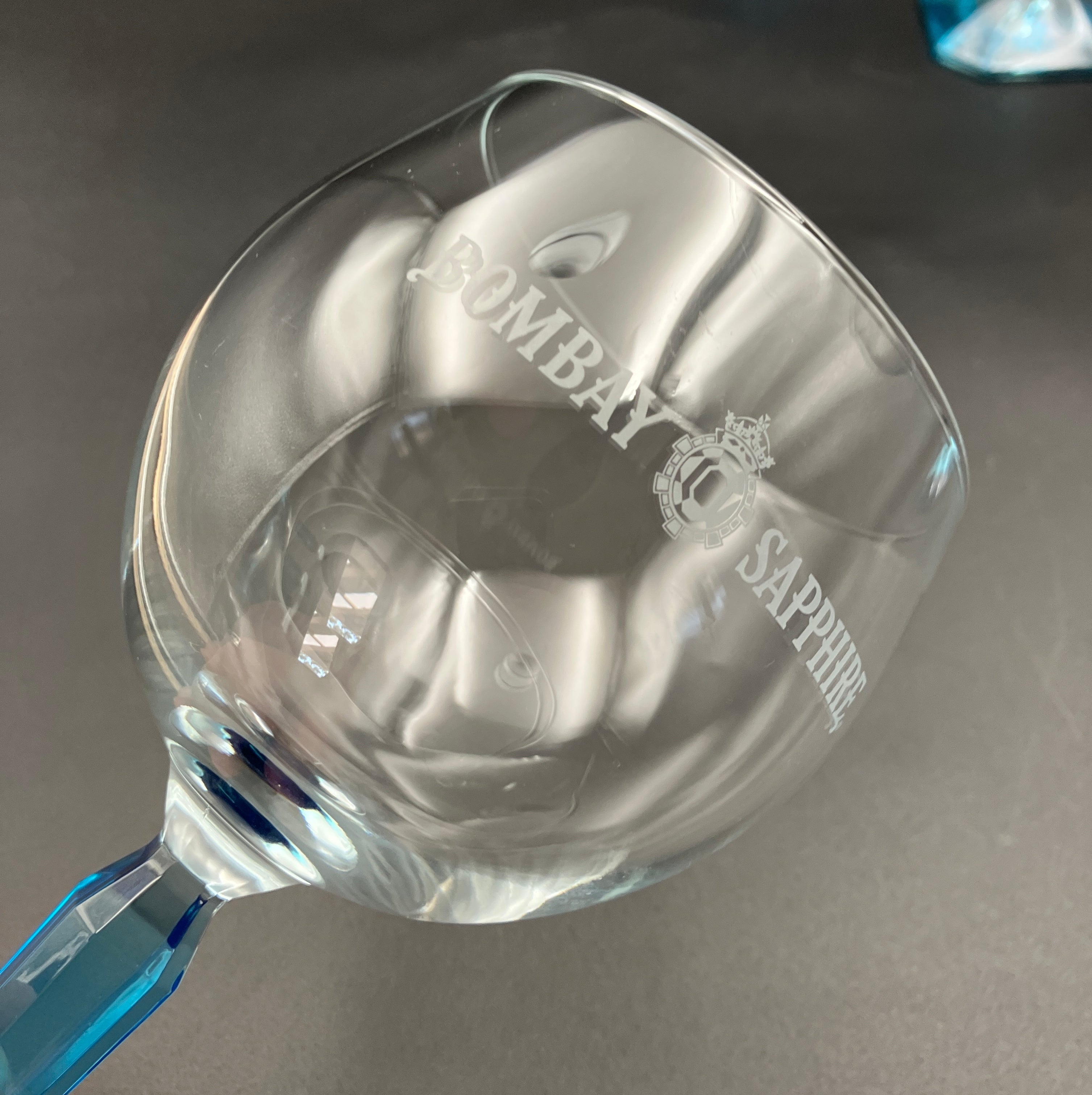 Bombay Gin Sapphire Glasses Balloon Blue stem & base Set Of 4