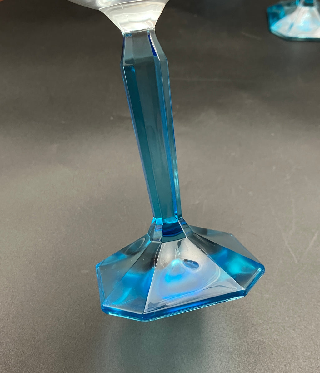 Bombay Gin Sapphire Glasses Balloon Blue stem & base Set Of 4