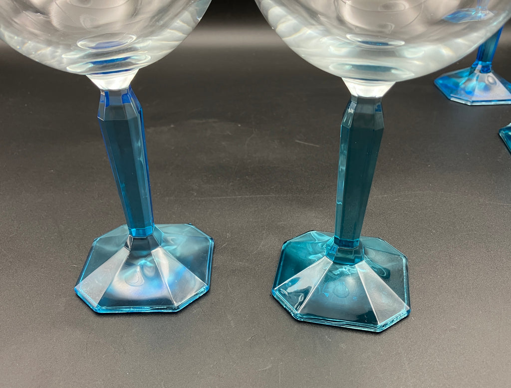 Bombay Gin Sapphire Glasses Balloon Blue stem & base Set Of 4