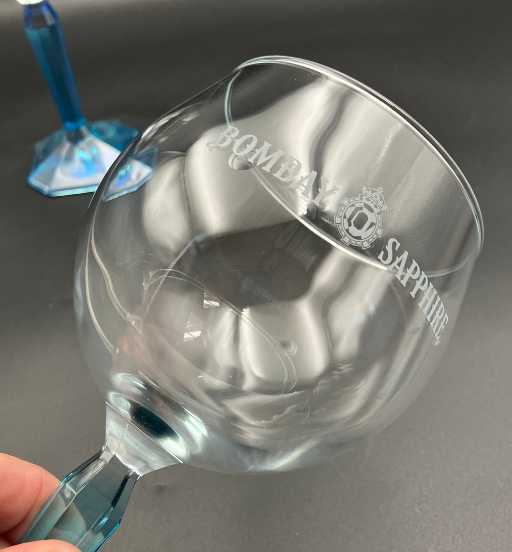Bombay Gin Sapphire Glasses Balloon Blue stem & base Set Of 4