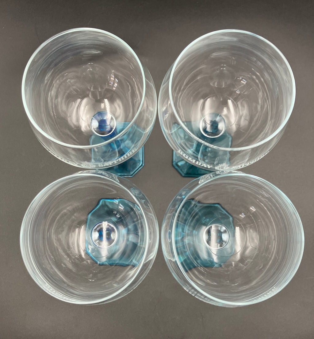 Bombay Gin Sapphire Glasses Balloon Blue stem & base Set Of 4