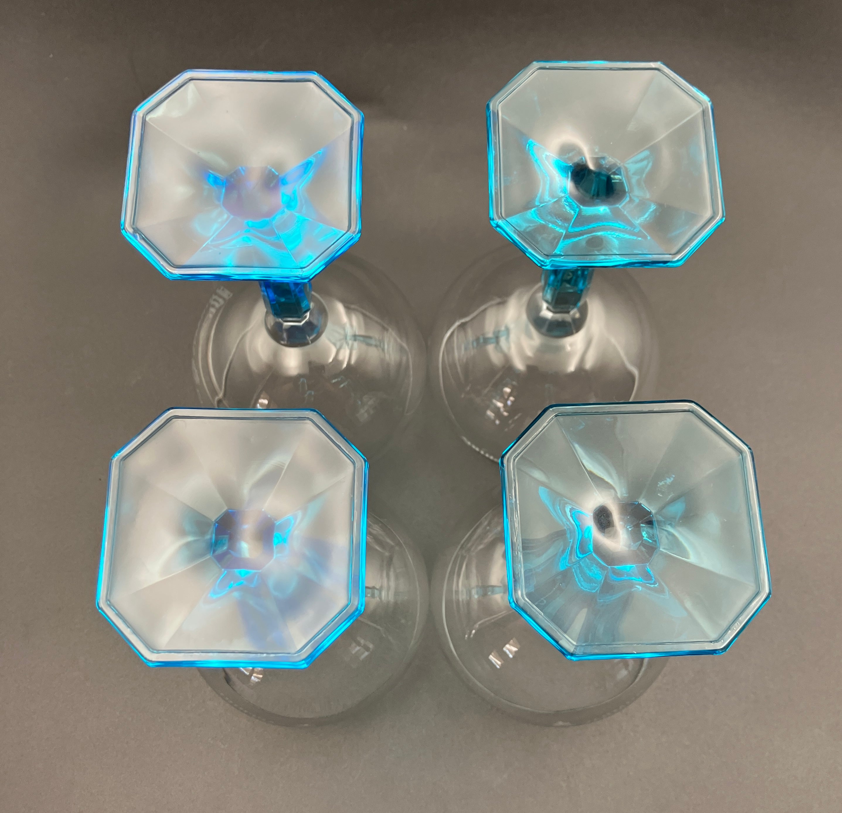 Bombay Gin Sapphire Glasses Balloon Blue stem & base Set Of 4
