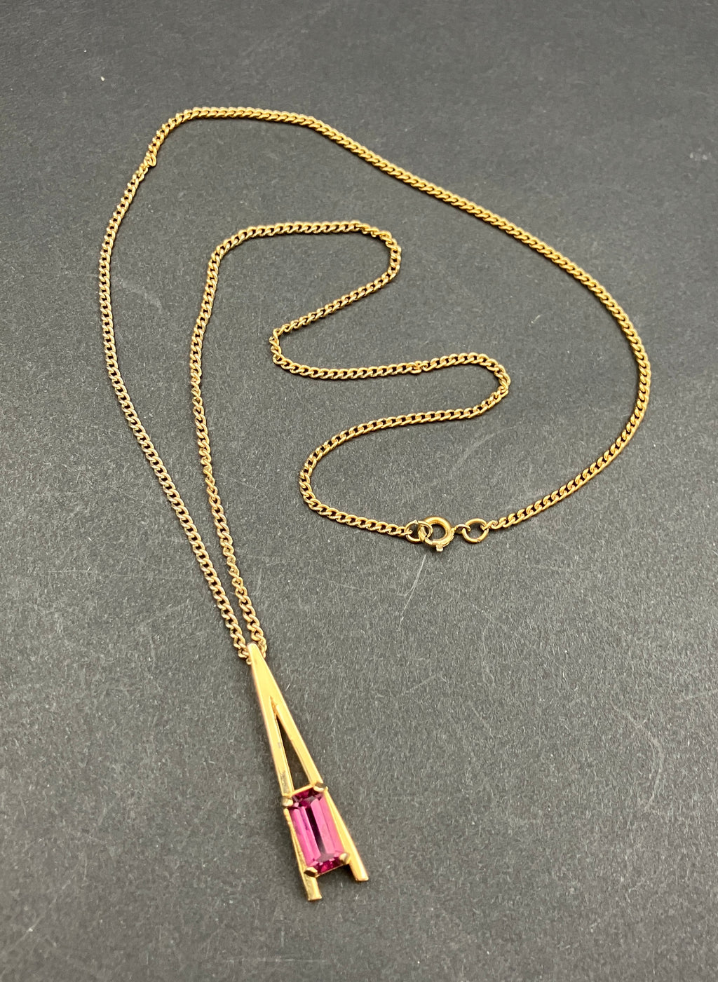 Vintage Avon Gold Tone Necklace Purple Stone Made In West Germany