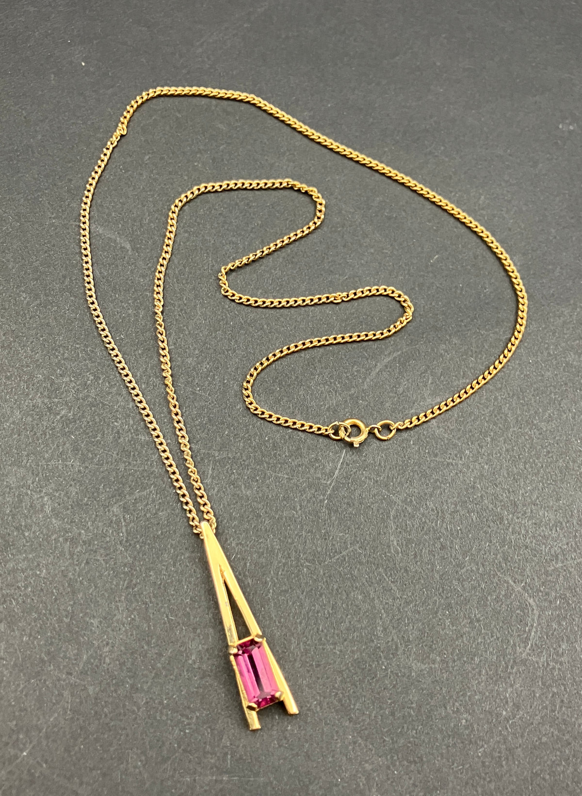 Vintage Avon Gold Tone Necklace Purple Stone Made In West Germany