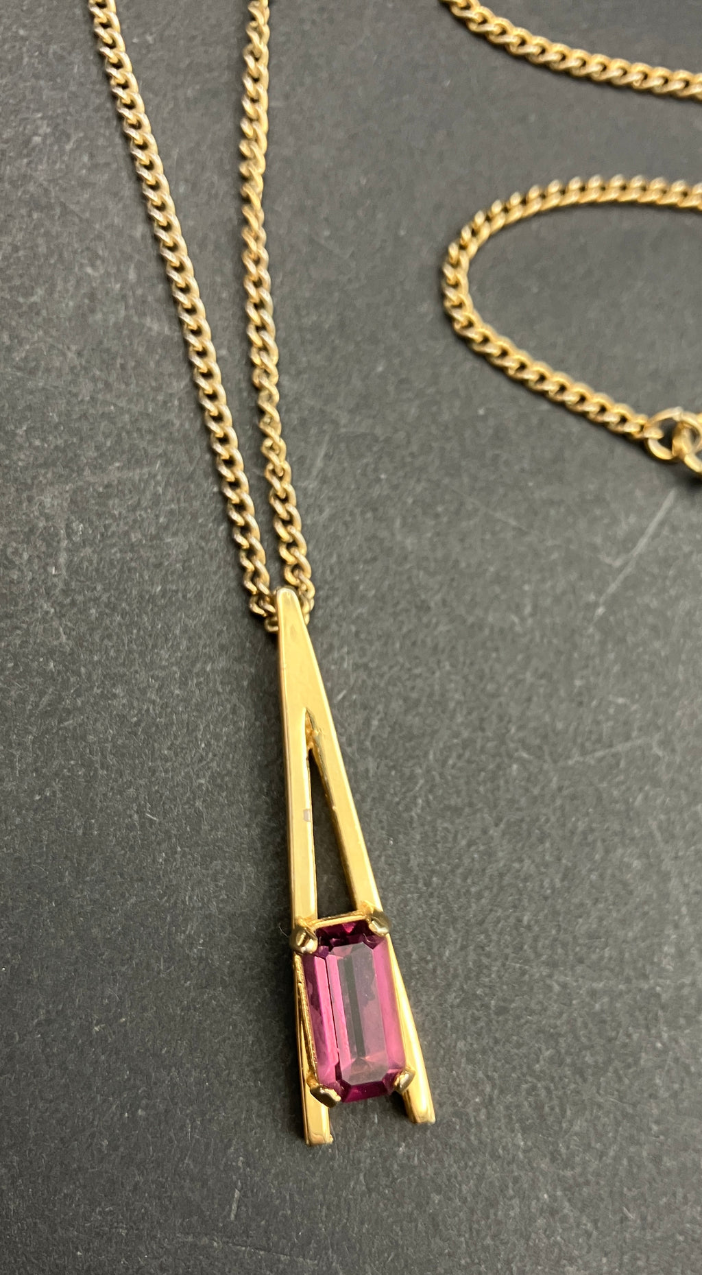 Vintage Avon Gold Tone Necklace Purple Stone Made In West Germany