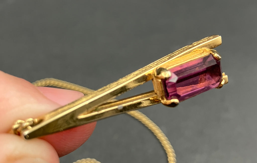 Vintage Avon Gold Tone Necklace Purple Stone Made In West Germany