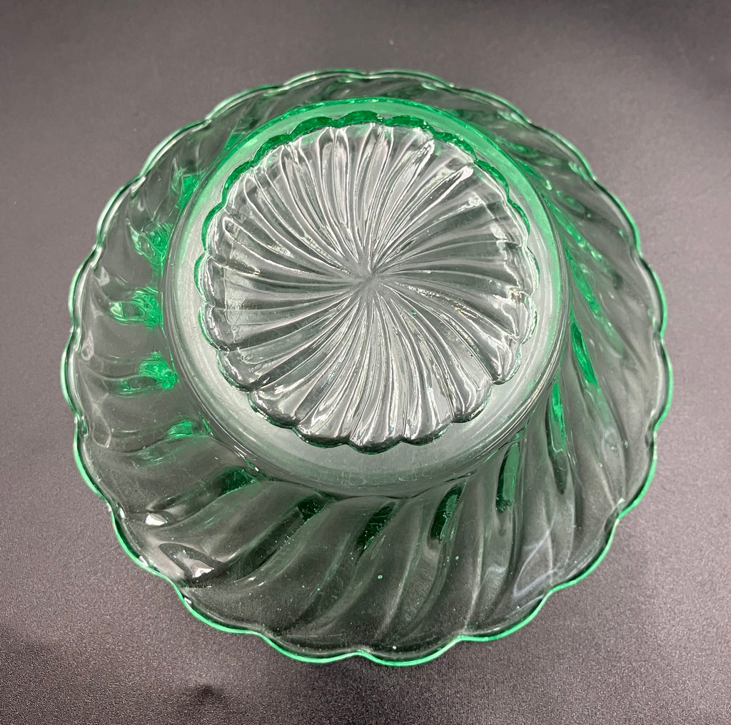 Bagley Uranium Glass 'Carnival Swirl' Bowls Set Of 5 - Strong Glow