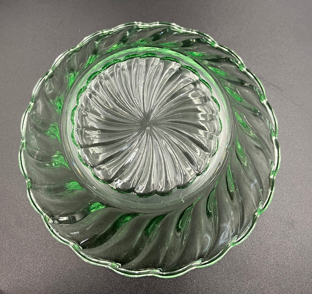 Bagley Uranium Glass 'Carnival Swirl' Bowls Set Of 5 - Strong Glow