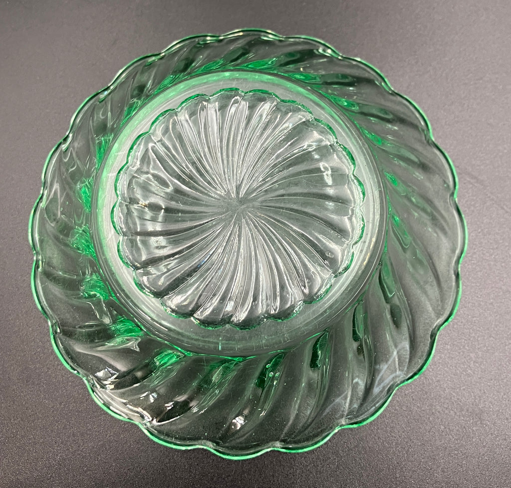 Bagley Uranium Glass 'Carnival Swirl' Bowls Set Of 5 - Strong Glow