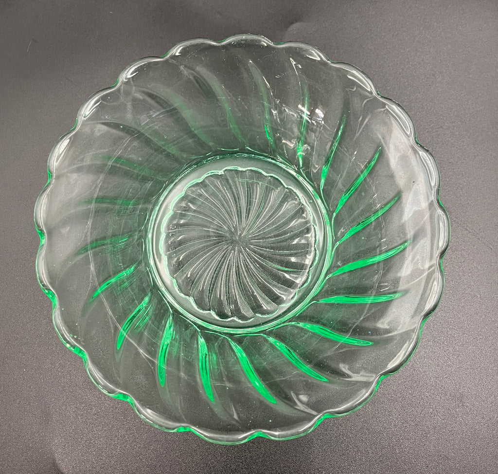 Bagley Uranium Glass 'Carnival Swirl' Bowls Set Of 5 - Strong Glow