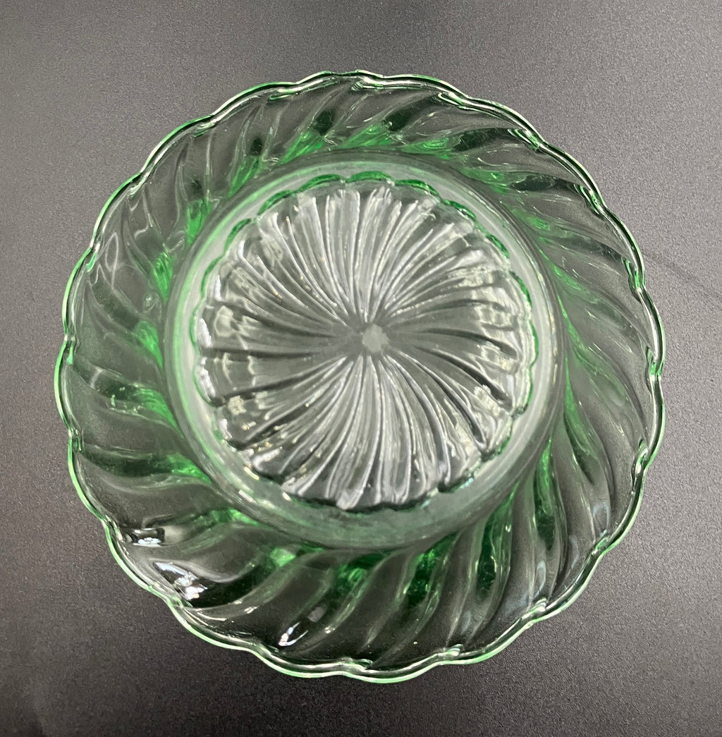 Bagley Uranium Glass 'Carnival Swirl' Bowls Set Of 5 - Strong Glow