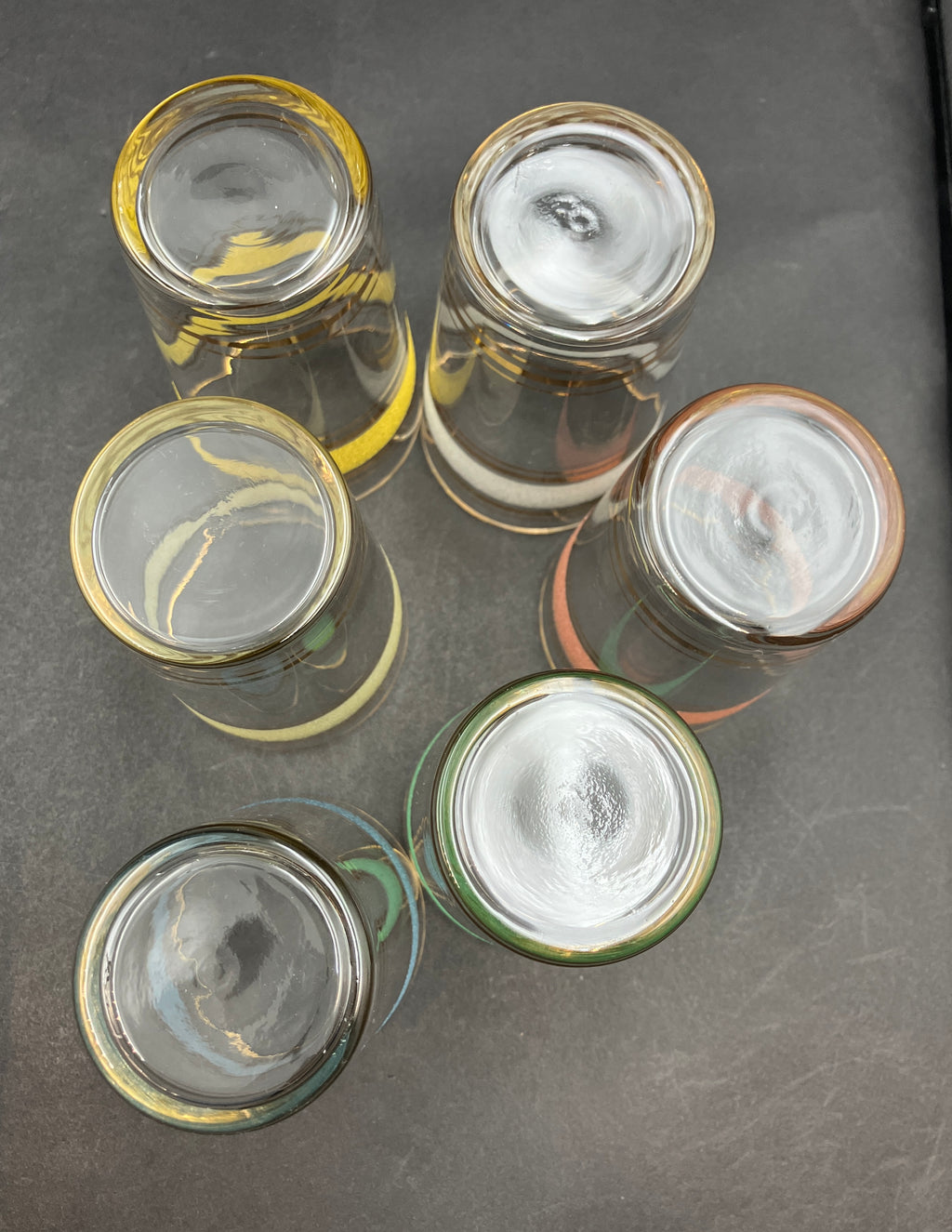 Vintage Drink Caddy with Harlequin Glasses Sugar Frost & Gold X6 In Carrier