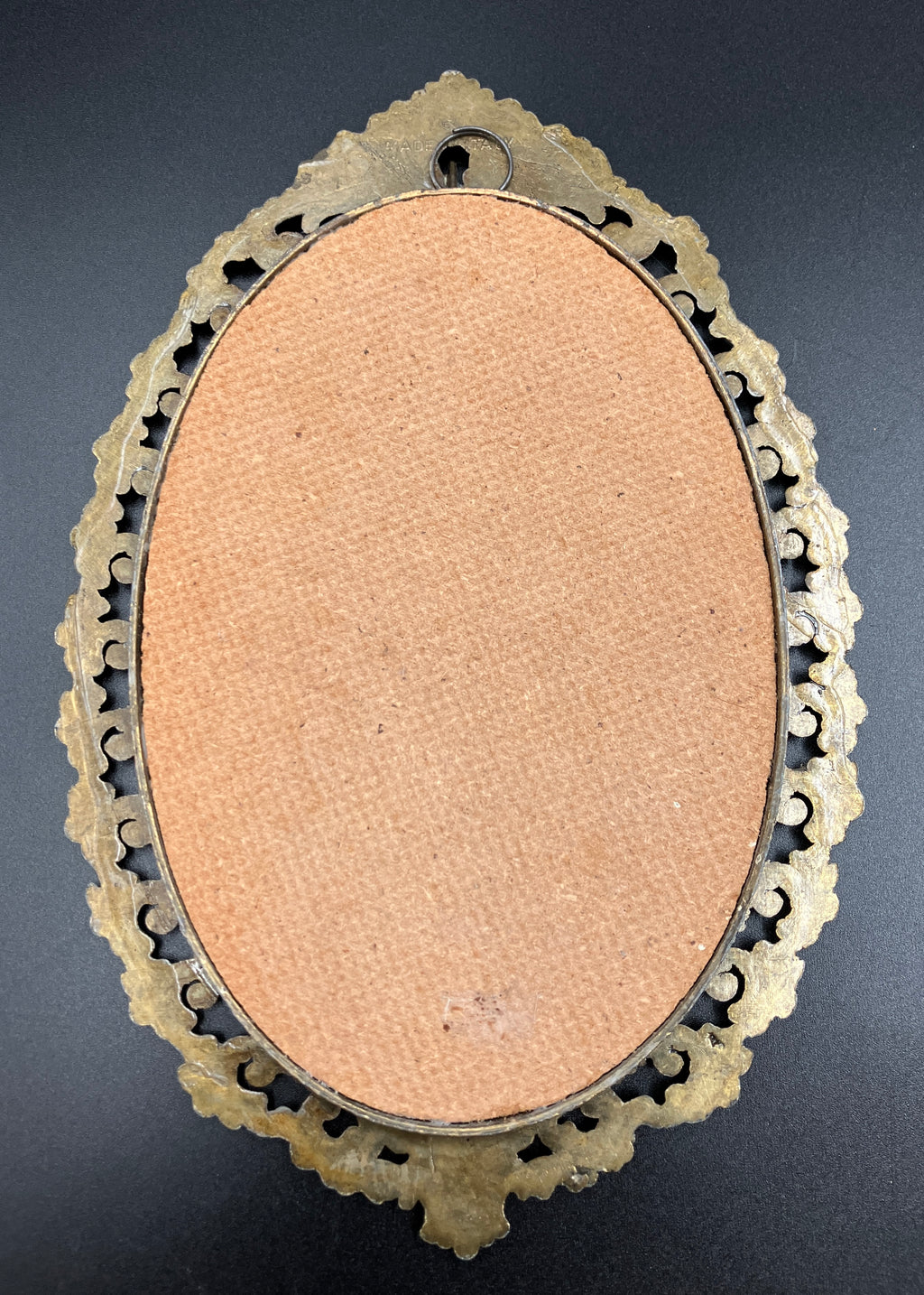 Vintage Italian Brass Oval Frame With Silk Horses - 19.5cm X 13cm