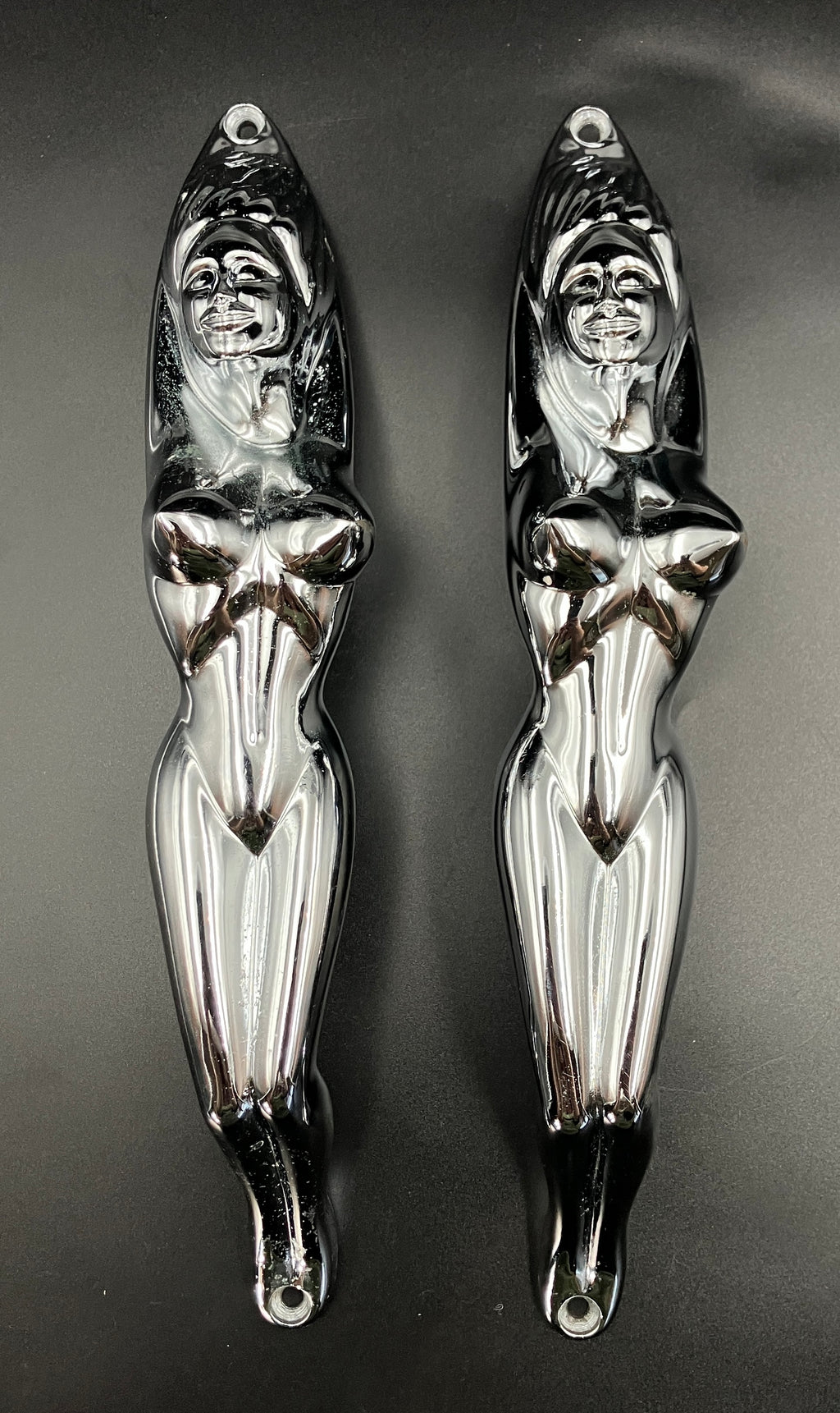 Chrome Nude Lady Door Grab Pull Handle Tractor / Truck - Pair Of Handles