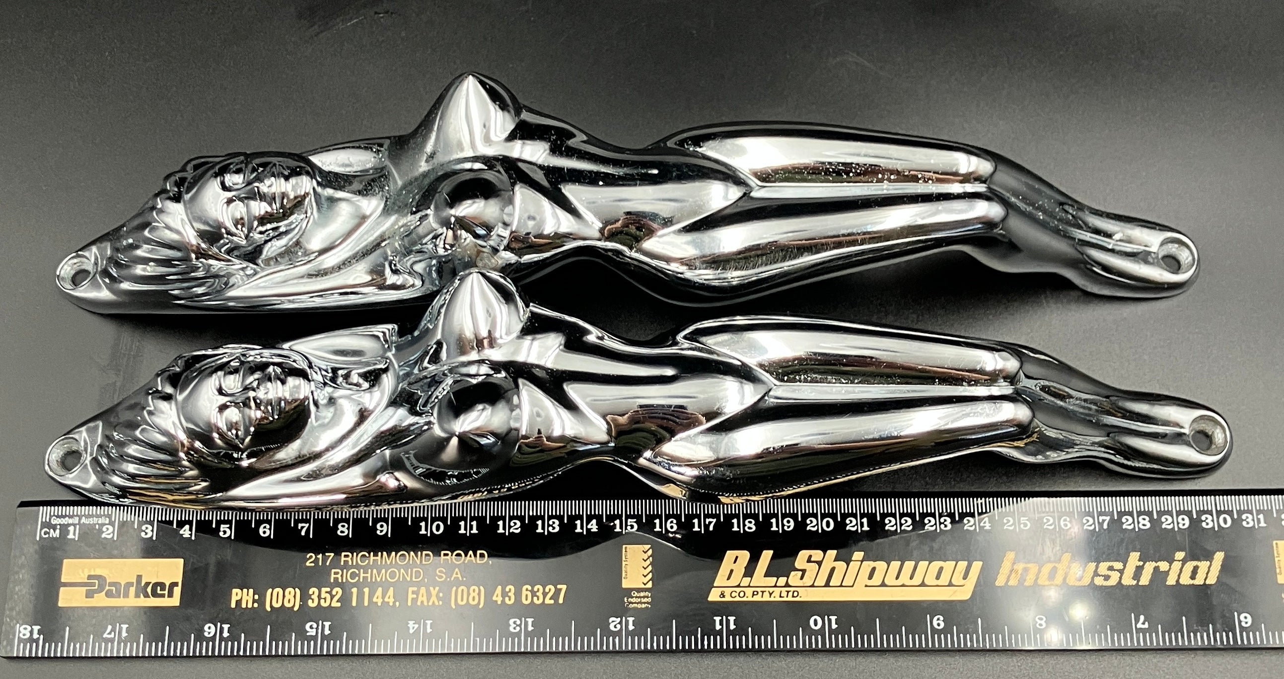 Chrome Nude Lady Door Grab Pull Handle Tractor / Truck - Pair Of Handles