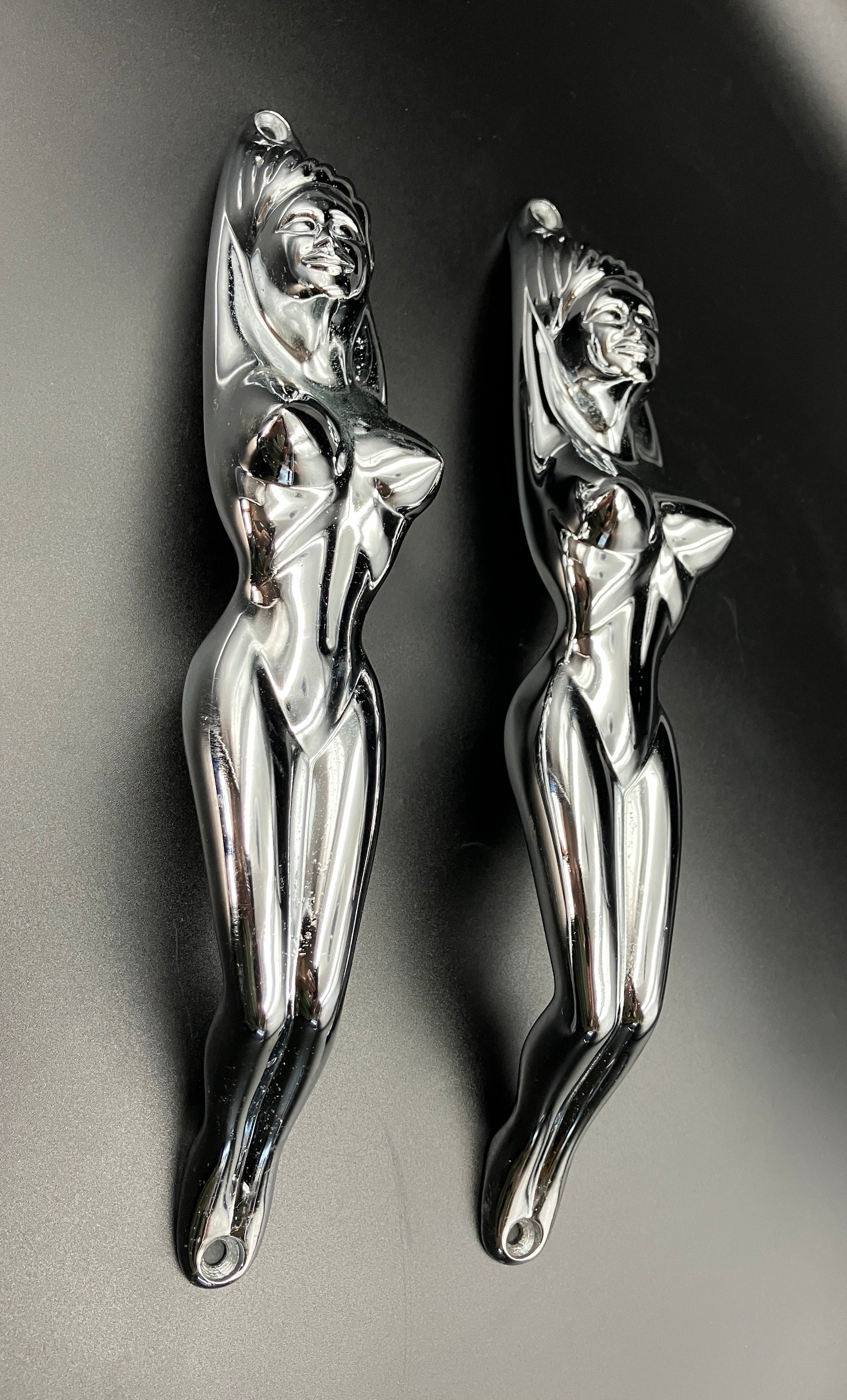 Chrome Nude Lady Door Grab Pull Handle Tractor / Truck - Pair Of Handles