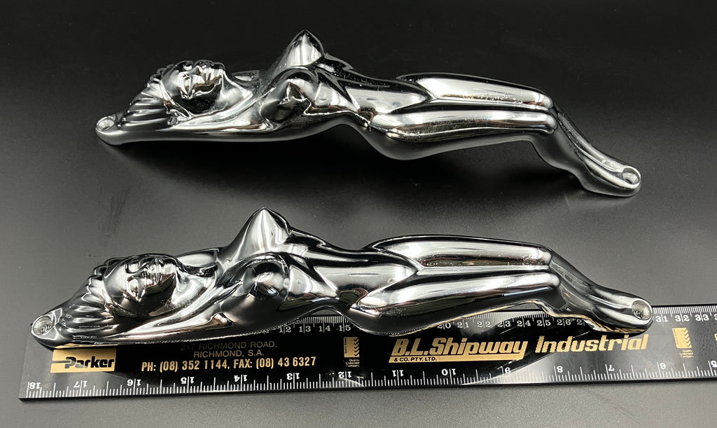 Chrome Nude Lady Door Grab Pull Handle Tractor / Truck - Pair Of Handles