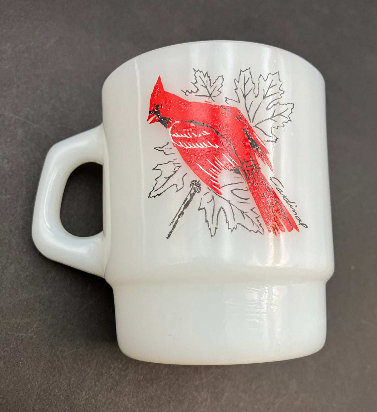 Vintage Fire King Bird Mugs X2 Baltimore Oriole & Chickadee, Cardinal & Blue Jay