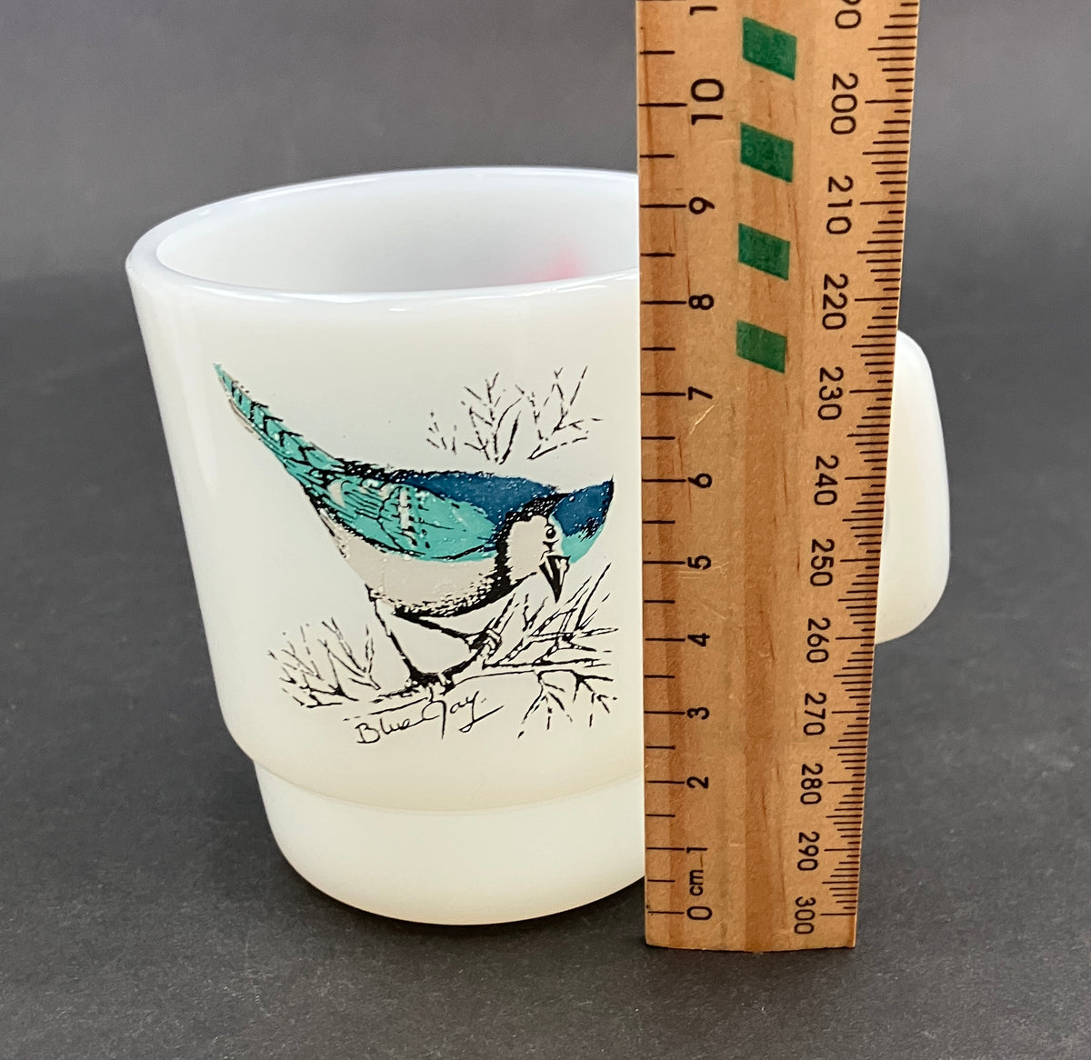 Vintage Fire King Bird Mugs X2 Baltimore Oriole & Chickadee, Cardinal & Blue Jay