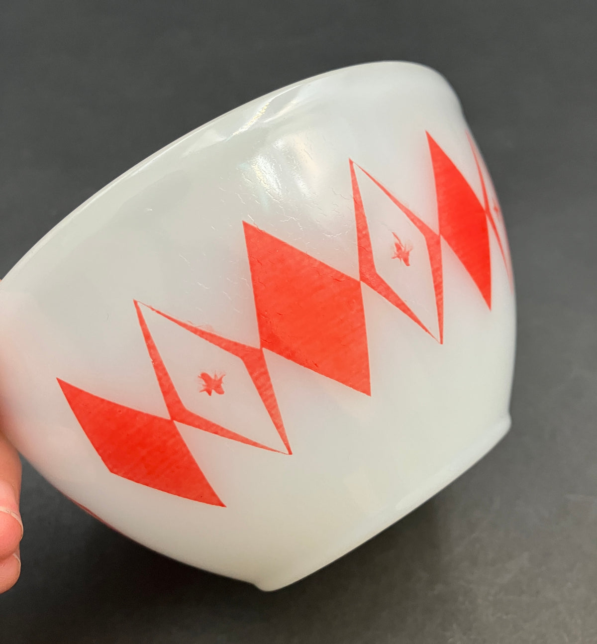 Vintage Pyrex Dotted Diamonds Red 5” Nesting Bowl Only Agree Pyrex