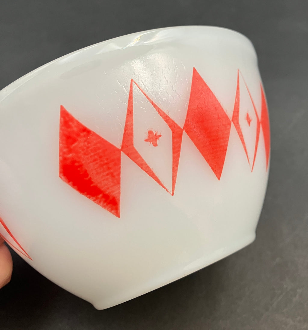 Vintage Pyrex Dotted Diamonds Red 5” Nesting Bowl Only Agree Pyrex