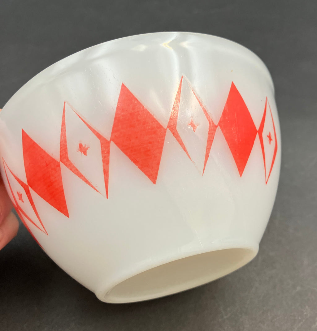 Vintage Pyrex Dotted Diamonds Red 5” Nesting Bowl Only Agree Pyrex